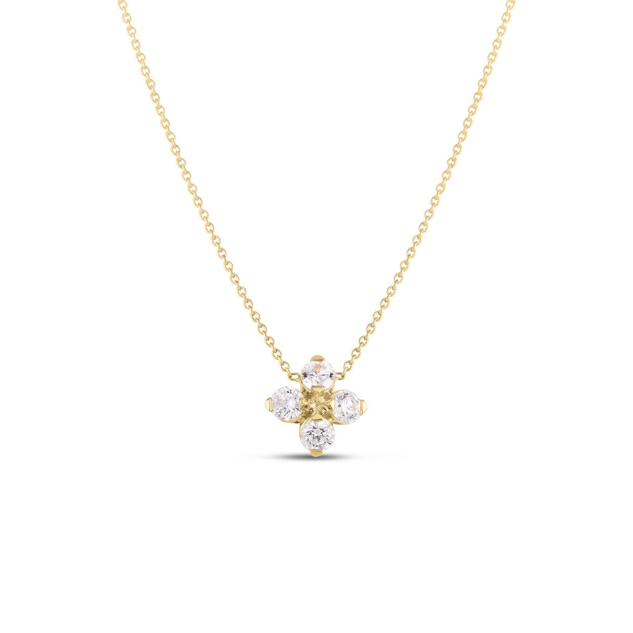 Love in Verona 0.55ct Diamond Flower Necklace in 18K Yellow Gold, 18"
