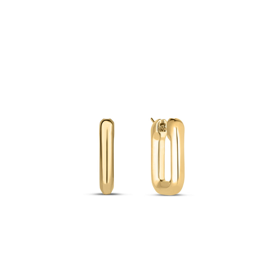 Designer Gold Square Hoop Earrings in 18K Yellow Gold, Small