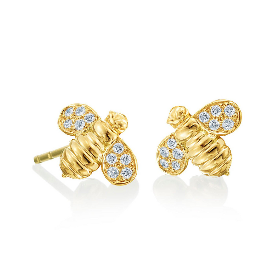 Worker B Diamond Stud Earrings in 18K Yellow Gold