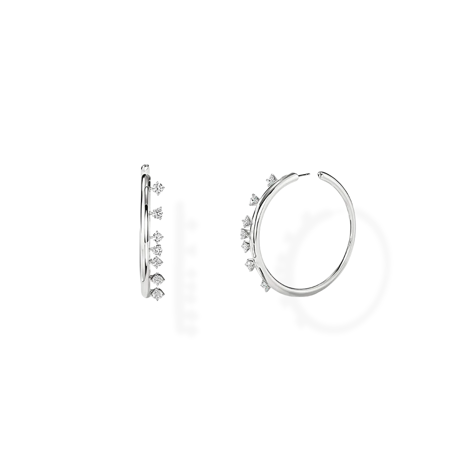 Barre Floating 1.40-1.50ct Diamond  Hoop Earrings in 18K White Gold