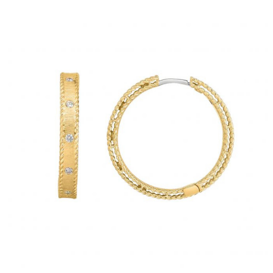 Princess 0.13ct Diamond Hoop Earrings in 18K Yellow Gold