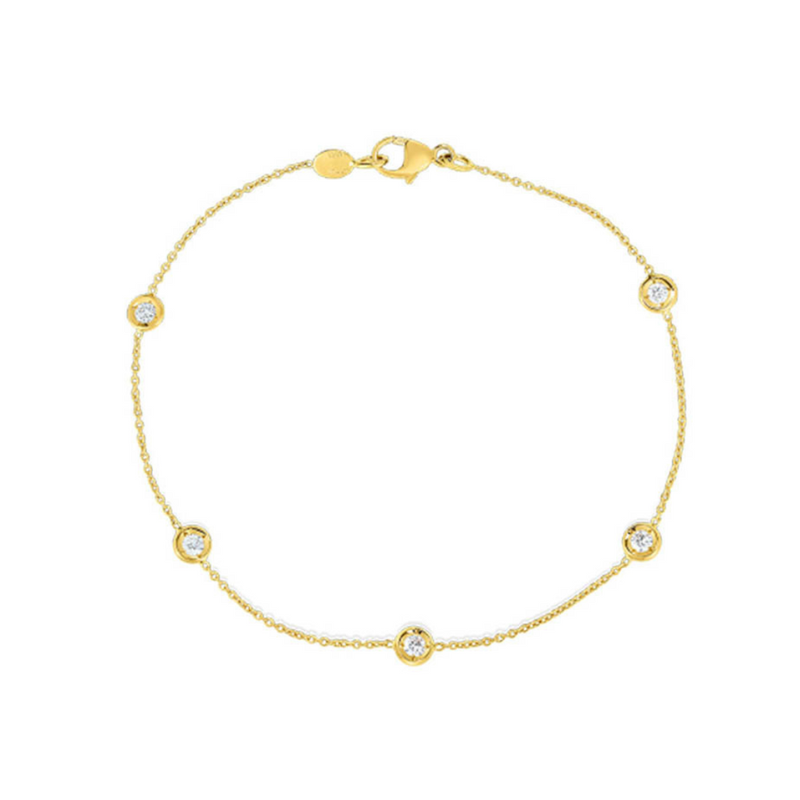 Diamonds by the Inch 0.25ct Diamond 5 Station Bracelet in 18K Yellow Gold, 7in