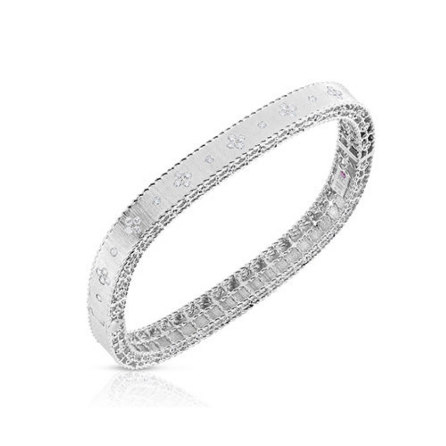 Princess 0.48ct Diamond Satin Bangle Bracelet in 18K White Gold