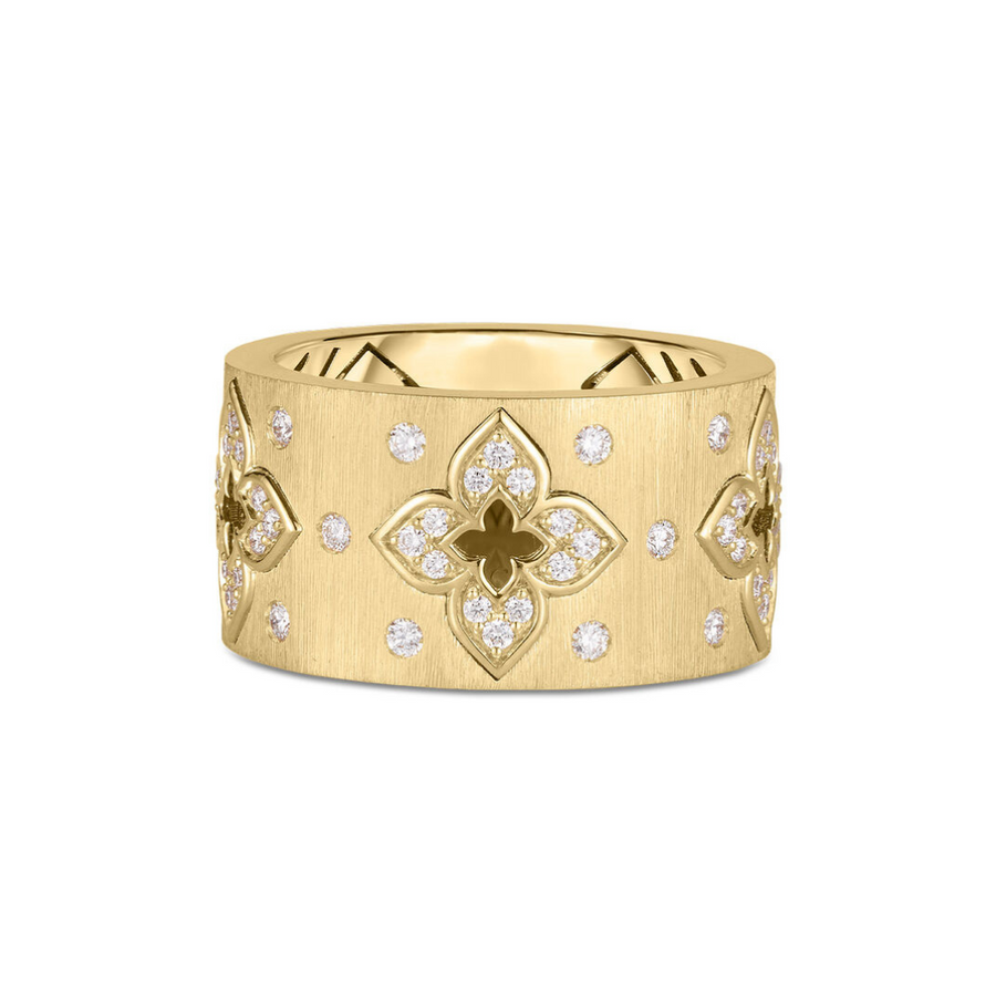 Venetian Princess 0.43ct Diamond Satin Ring in 18K Yellow Gold, Size 6.5