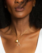 0.39ct Diamond "S" Initial Charm in 18K Yellow Gold, 16-17" chain