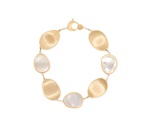 Lunaria Mother of Pearl Bracelet in 18K Yellow Gold, 7"