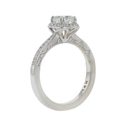 1.01ct Cushion Diamond and 0.25ct Diamond Halo Ring in 14K White Gold, size 6