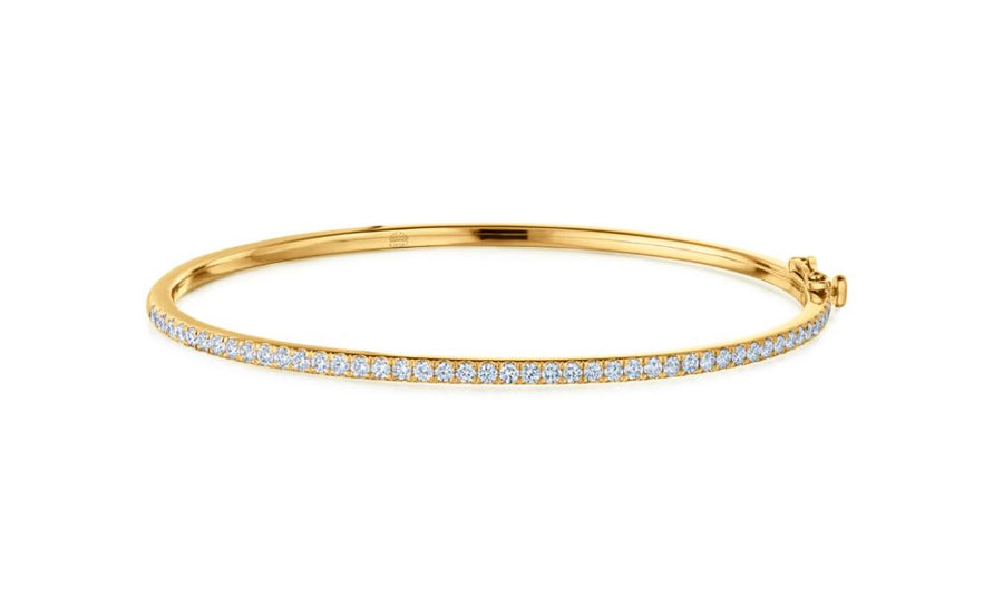 Stackable 1.00ct Diamond Slim Bangle Bracelet in 18K Yellow Gold