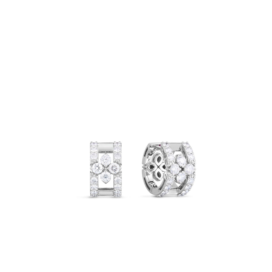 Love in Verona 1.58ct Diamond Double Row Open Frame Hoop Earrings in 18K White Gold