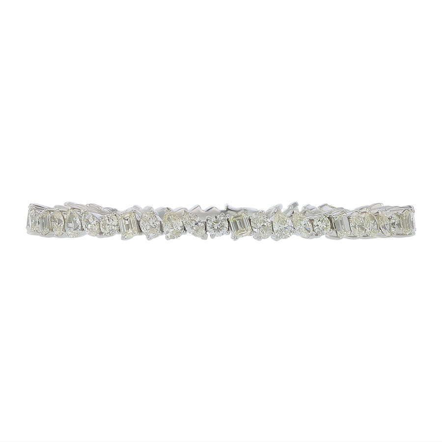 Multi Shaped Diamond Bangle Bracelet in 14K White Gold
