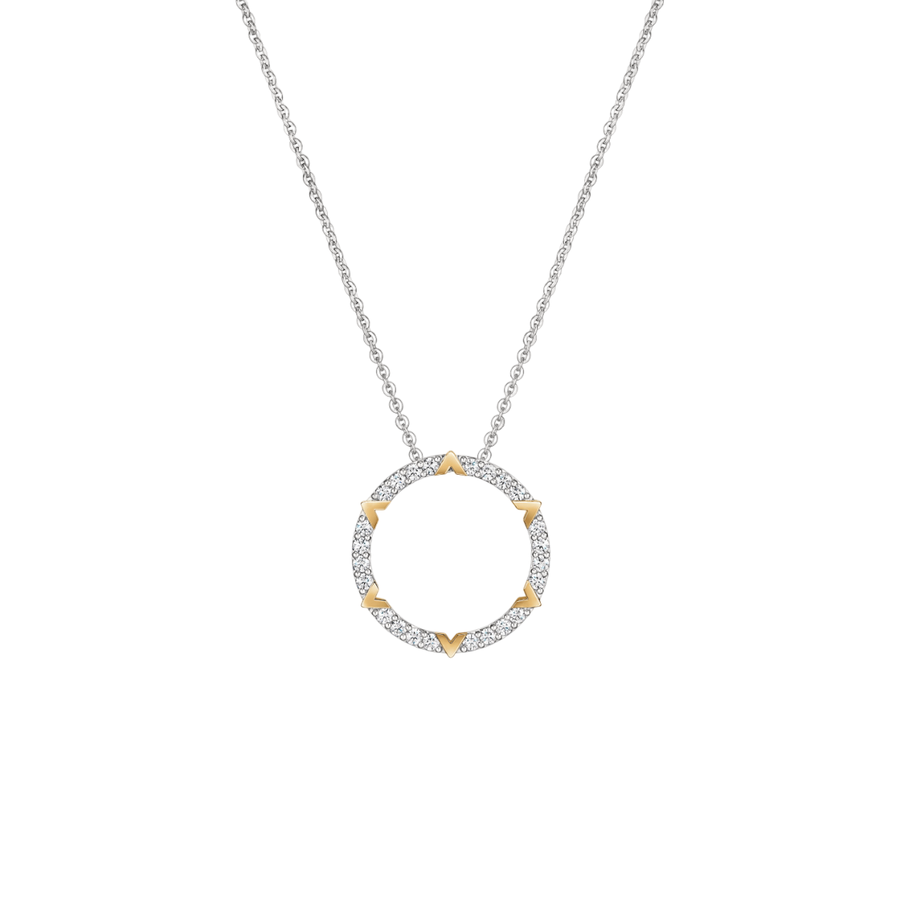 Copley 0.49ct Diamond Circle Pendant in 18K White and Yellow Gold, 18" chain