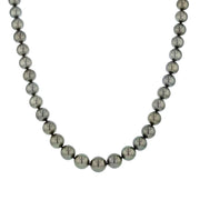 18K White Gold 45 10.7x8mm A+ Black South Sea Pearls and 0.10ct Diamond Necklace, 16.5"