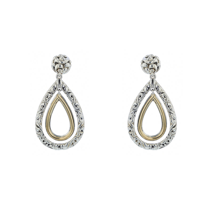 Charles Krypell Ivy Drop Earrings in Sterling Silver and 18K Yellow Gold
