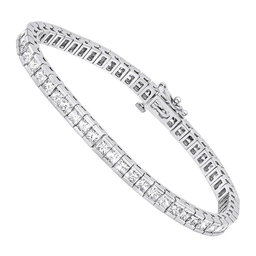 12.49ct Square French Cut Diamond 45mm Tennis Bracelet in 18K White Gold