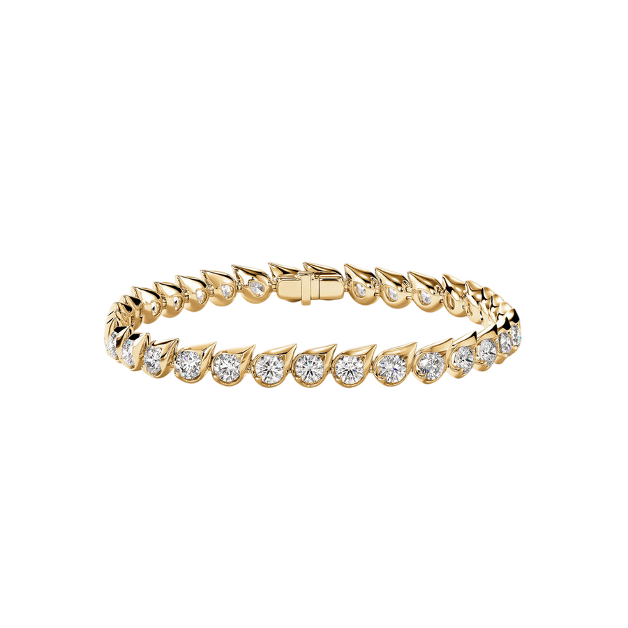 Droplet 6.75ct Round Diamond Tennis Bracelet in 18K Yellow Gold, 7"