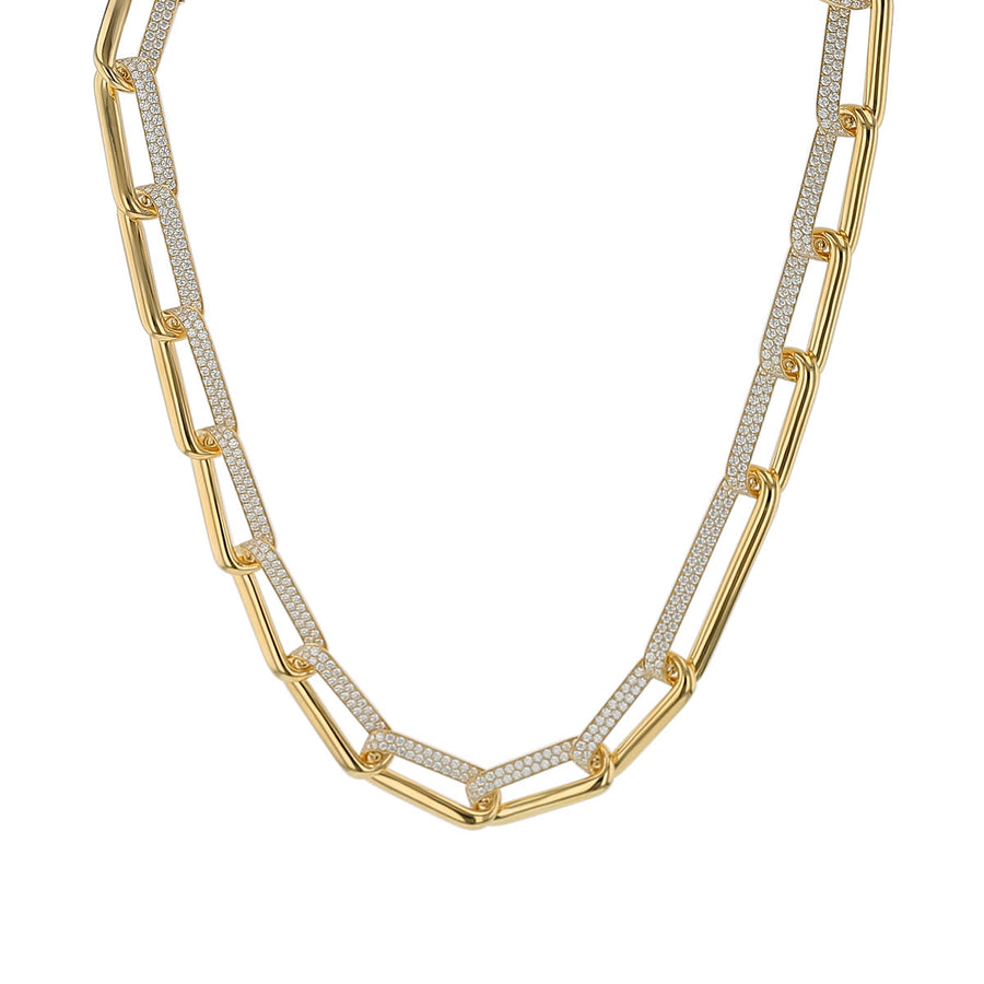 INSIDE/OUT 8.90ct Diamond Elongated Link Necklace in 18K Yellow Gold, 17.25"