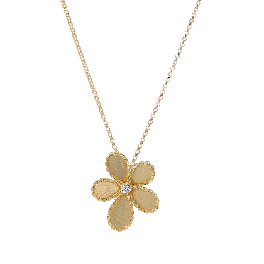 Jasmine Diamond Flower Pendant in 18K Yellow Gold, 18in
