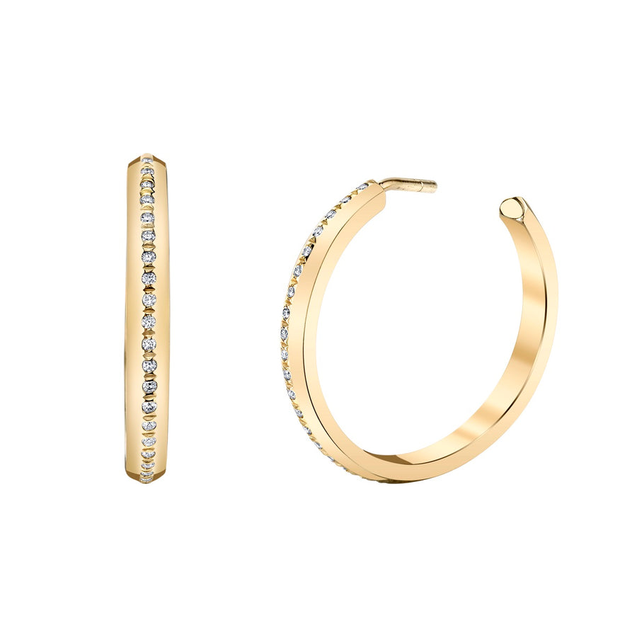 Interlude 0.38ct Diamond Knife Edge Burnish Hoop Earrings in 18K Yellow Gold