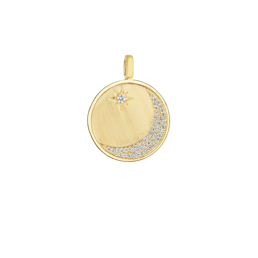 Medallion 0.30ct Diamond Crescent Moon and Star Pendant in 18K Yellow Gold, without chain