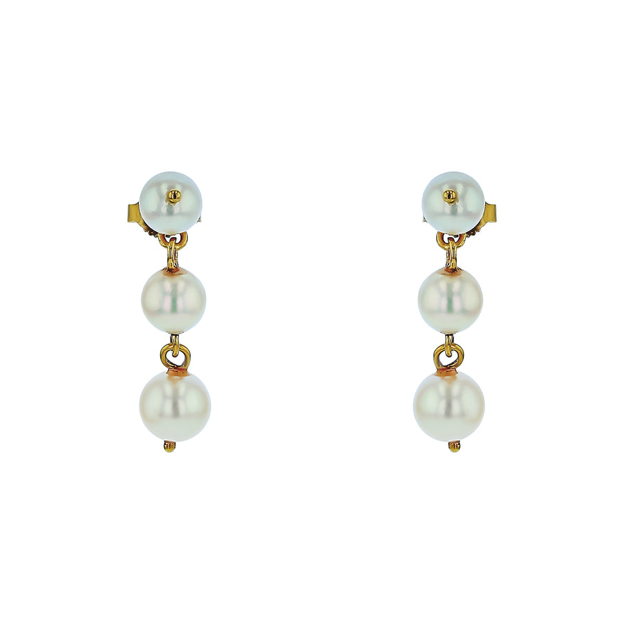 5-6mm Cultured Pearl Tapered Drop Earrings in 18K Yellow Gold