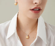 Africa 0.22ct Diamond Ball Necklace in 18K Yellow and White Gold, 16.5in