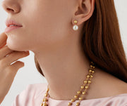 Africa 18K Yellow Gold Pearl Drop Earrings