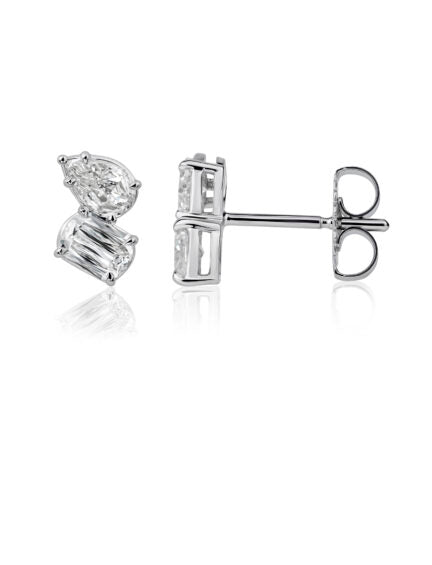 Love Luxe 1.45ct Diamond Cluster Stud Earrings in 14K White Gold