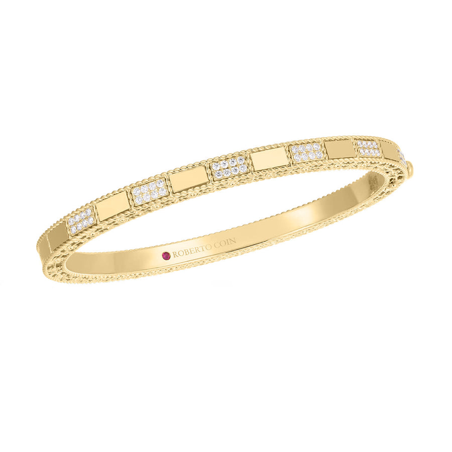 Mosiac 0.40ct Diamond Alternating Bangle Bracelet in 18K Yellow Gold