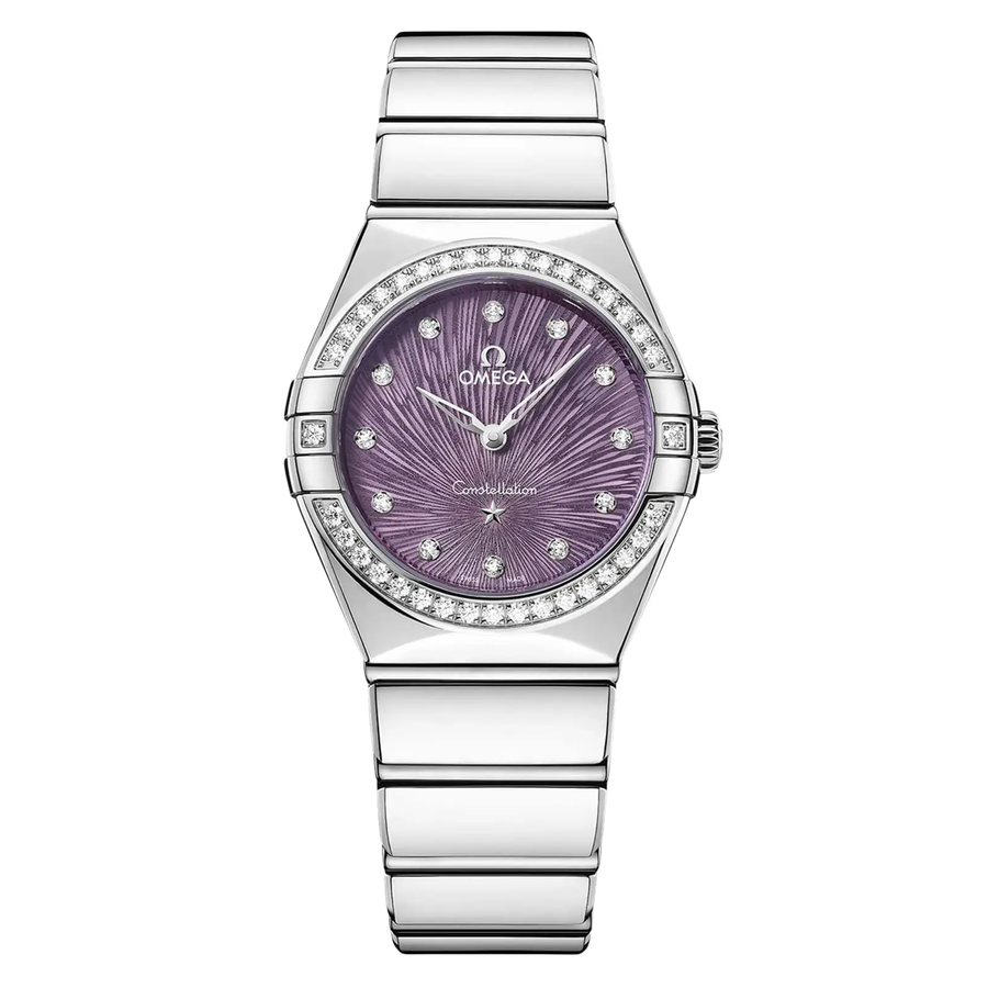 28mm Constellation Watch with Purple Dial in Stainless Steel, Bracelet