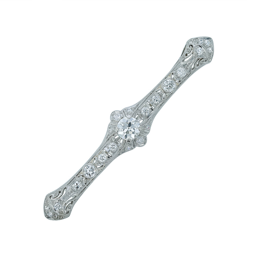 Art Deco 2.06ct Old European Cut Diamond Pin in Platnium