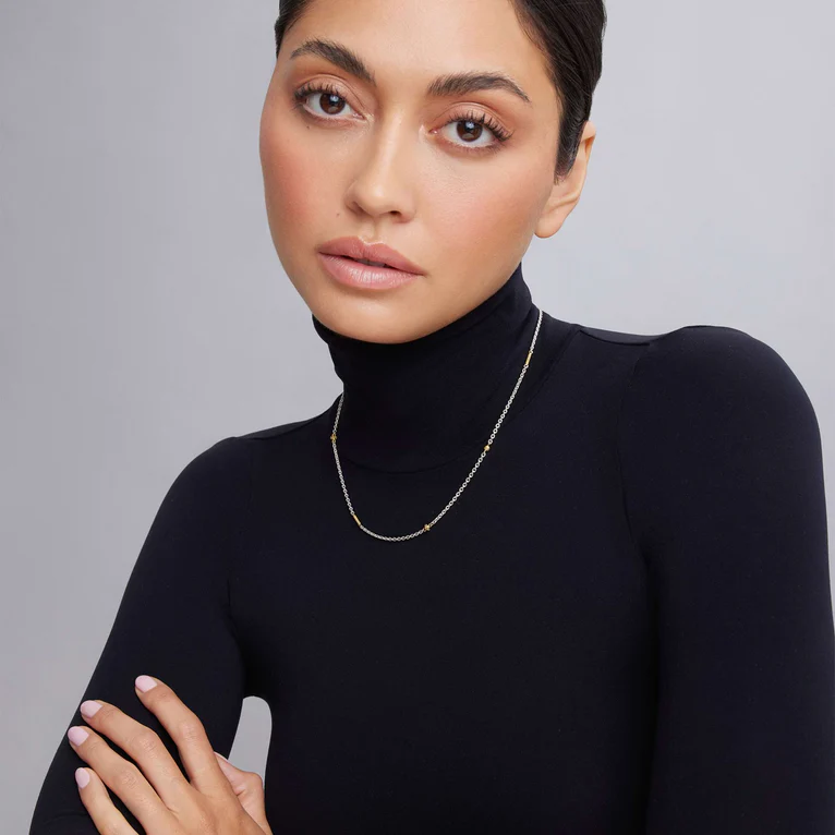 Caviar Icon 1.5mm Elements Ball Necklace in 18K Yellow Gold and Sterling Silver 16-18"