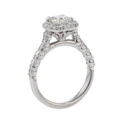 1.14ct Criss Cut Cushion Diamond GIA and 0.98 Full Cut Diamond Halo Ring in Platinum