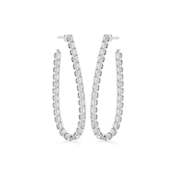Signature 1.90-2.10ct Diamond Pear Shape Hoop Earrings in 18K White Gold