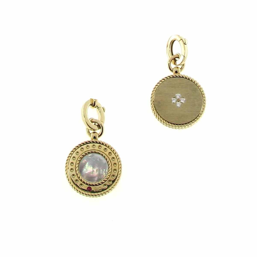 Venetian Princess 0.07ct Diamond and 1.20ct Mother of Pearl Small Medallion Pendant in 18K Yellow Gold, without chain