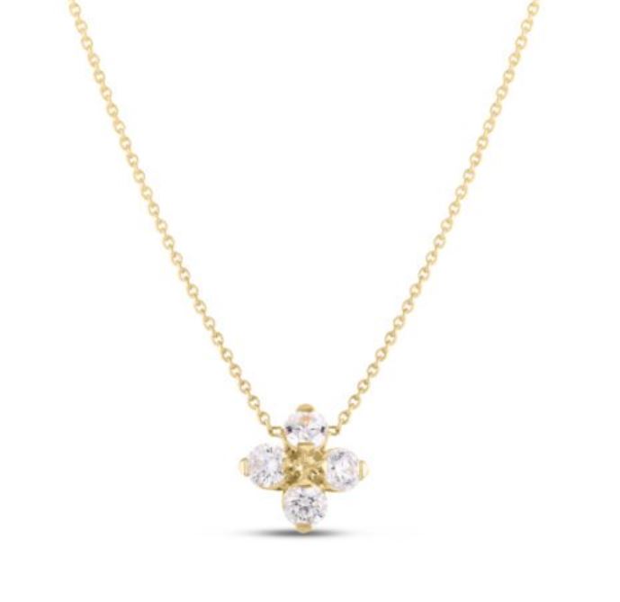 Love in Verona 0.55ct Diamond Flower Necklace in 18K Yellow Gold, 18in