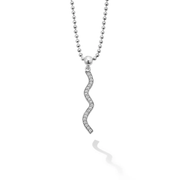 Caviar Spark 0.28ct Diamond Wave Pendant in Sterling Silver, 16-18"