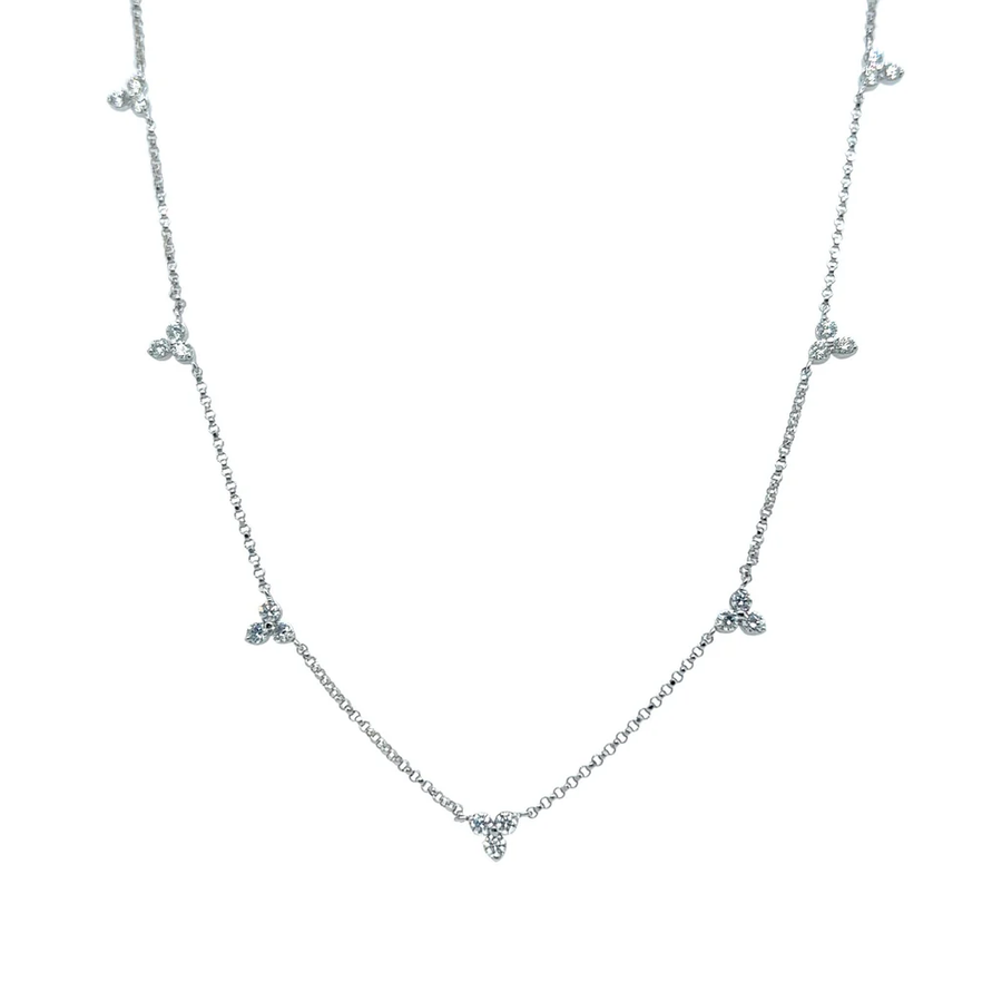 Love by the Inches 0.65ct Diamond 7 Station Necklace in18K White Gold, 17"