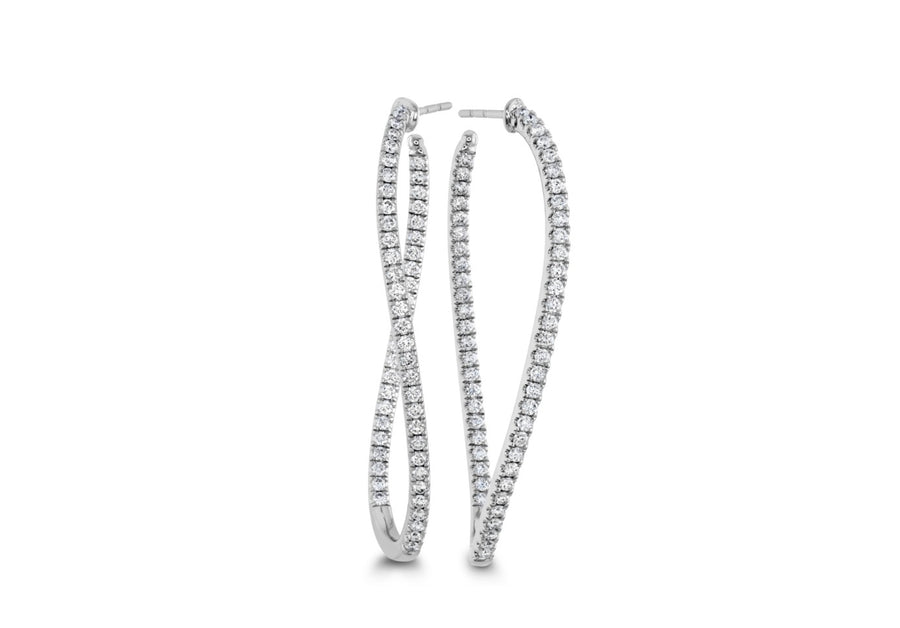 Inside Out 1.43-1.50ct Diamond 45x26mm Twist Hoop Earrings in 18K White Gold