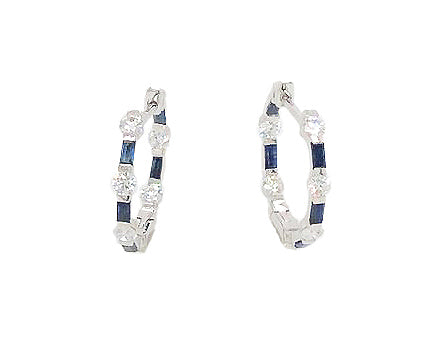 0.60ct Diamond VS and 0.49ct Sapphire Earrings in 14K White Gold