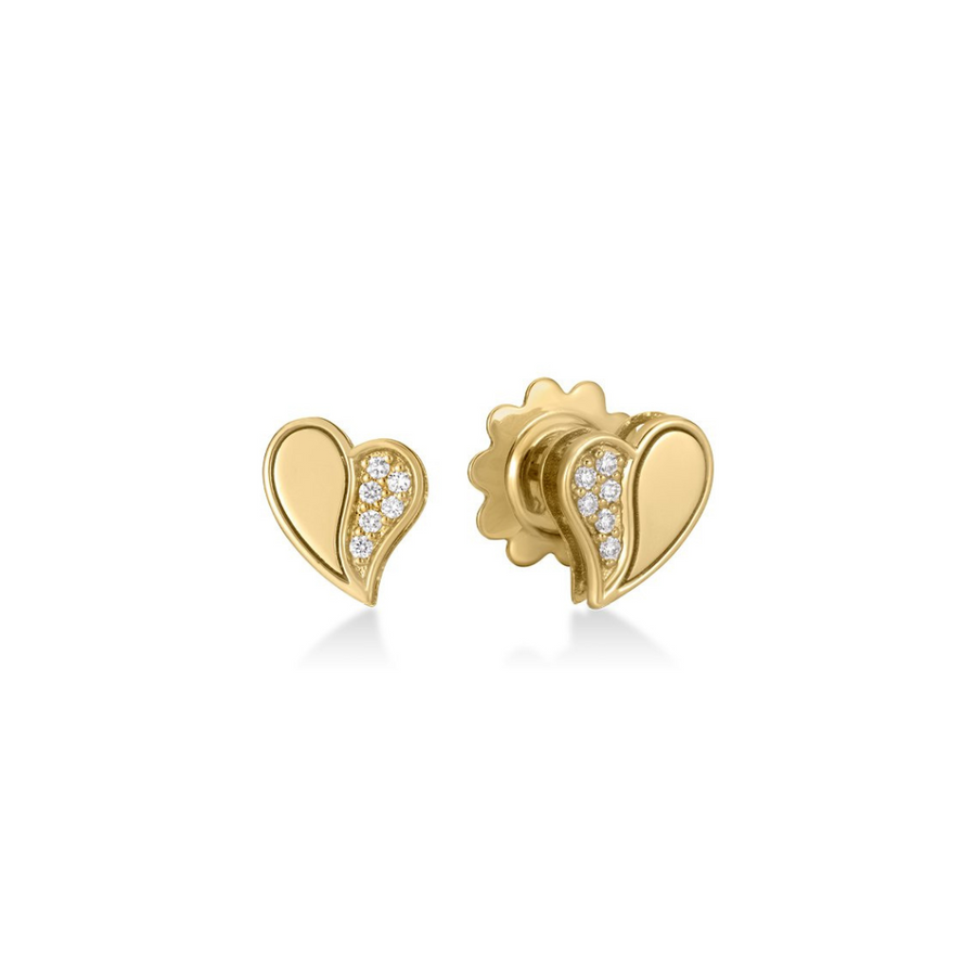Amorino 0.06ct Diamond Heart Earrings in 18K Yellow Gold