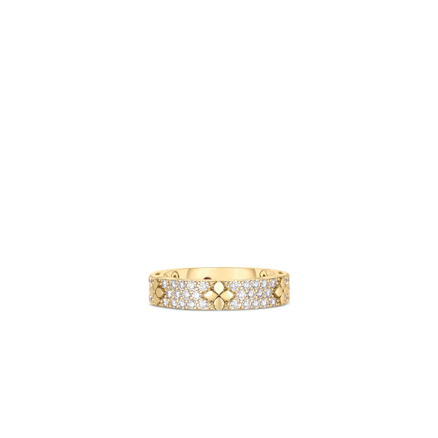 Love in Verona 0.90ct Diamond and Polished Flower Ring in 18K Yellow Gold, size 6.5