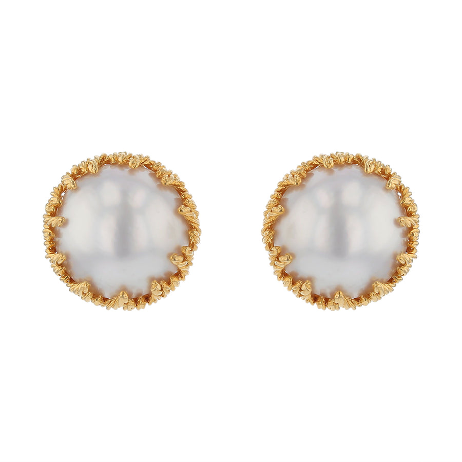 Tiffany & Co. Mabe Pearl Clip On  Earrings in 18k Yellow Gold