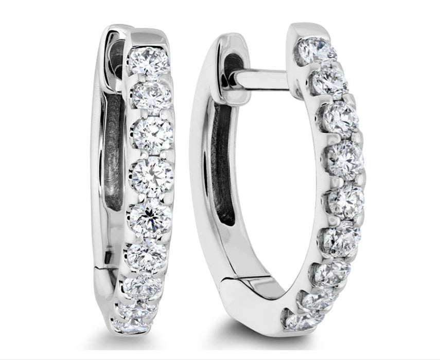 Odessa 0.24-0.27ct Diamond Huggie Hoop Earrings in 18K White Gold