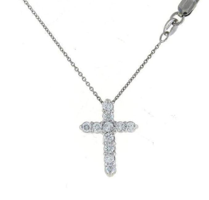 Diamond Cross Pendant in 18K White Gold, 18in