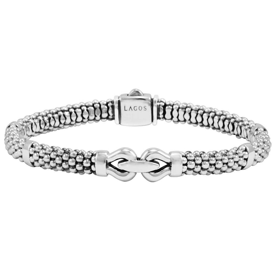 Derby Caviar 6mm Buckle Bracelet in Sterling Silver, Size 7