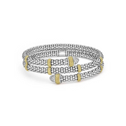 Caviar Versa Diamond 5mm Wrap Bracelet in Sterling Silver and 18K Yellow Gold, size 7