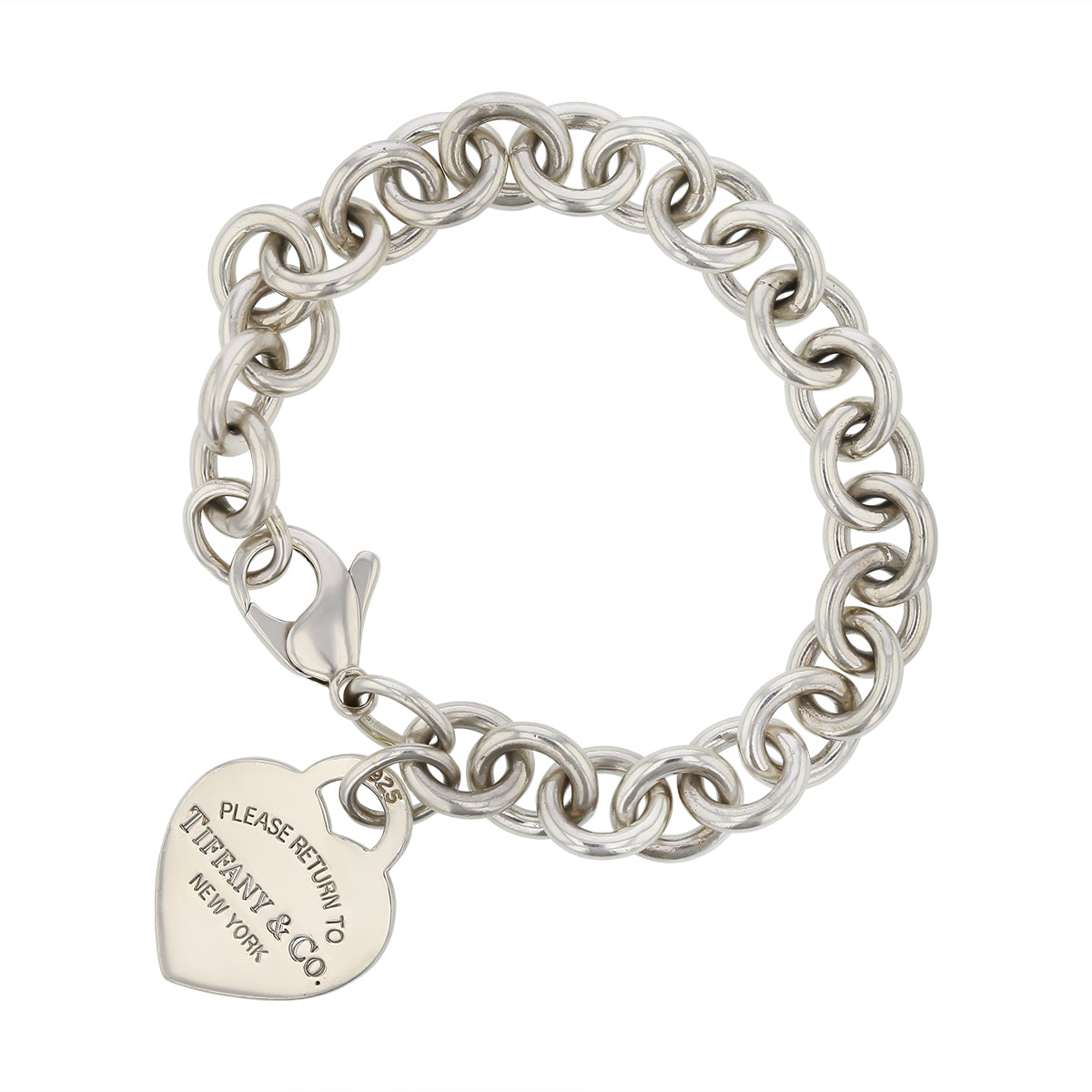 Tiffany & Co Return to Tiffany Heart Charm Oval Link Bracelet in Sterling Silver, 7.25in