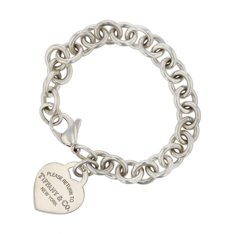 Tiffany & Co Return to Tiffany Heart Charm Oval Link Bracelet in Sterling Silver, 7.25in