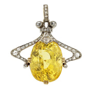 Yellow Sapphire and Diamond Pendant in Platinum and 18K Yellow Gold