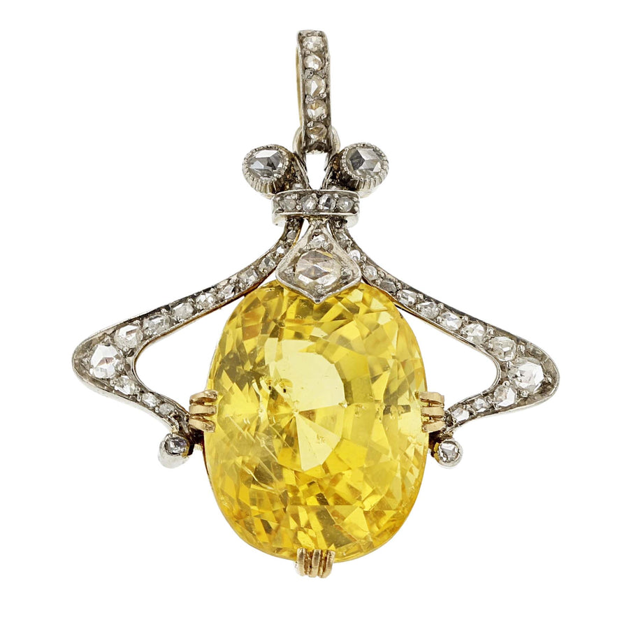 Yellow Sapphire and Diamond Pendant in Platinum and 18K Yellow Gold